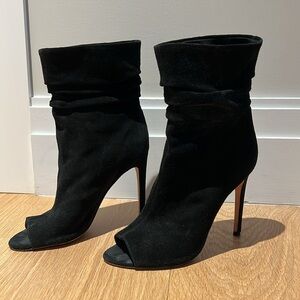 Halston Heritage Suede Peep Toe Booties